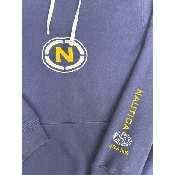 Vintage Nautica Jeans Company Sweatshirt Navy Hoodie Size M 90s - Picture 3 of 11